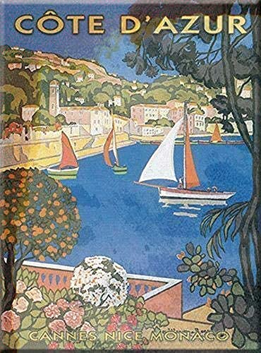 J.dxhya Tin Signs Cote D'azur France French Seaside Beach Chic Metal Advertising Sign Plaque Cafe Bar Home Wall Art Decoration Poster Retro 8X12 Inches Vintage #TOP2