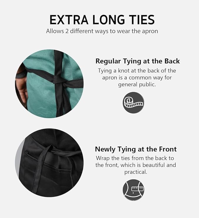 Miniatura 5 de Delantal con peto ajustable, paquete de 2 delantales unisex para hombre, delantales negros con bolsillos