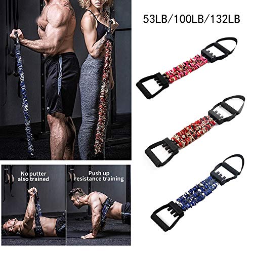 Shaoyao Adjustable Resistance Bands Chest Expander Bench Press Assistance Latex Bands Removable Pull Rope with Exercise Fitness Elastic Tube Pink 53LB