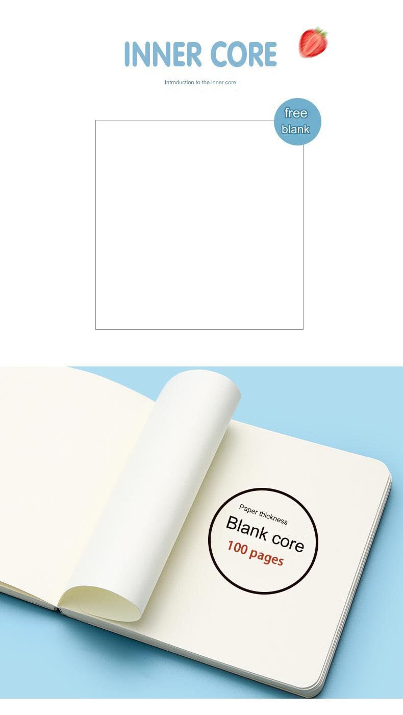 wonders design Niedliches Kawaii-Notizbuch für Kinder, Studenten, Mädchen, Tagebuch, blanko Papier zum Zeichnen, Mini-Schulbedarf (Apfel)