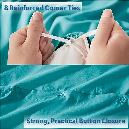 Nestl Teal California King Duvet Cover Sets - Soft Double Brushed Cal King Duvet Cover, 3 Piece, with Button Closure, 1 Duvet Cover 104x98 inches and 2 Pillow Shams