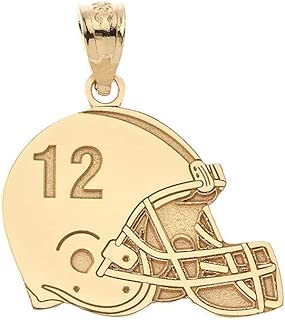 Sports Charms Certified 10k Yellow Gold Customized Football Helmet Pendant with Your Name and Number - coolthings.us