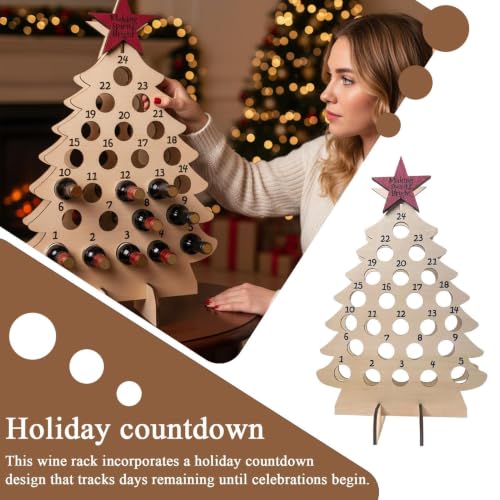 Calendrier de l'Avent Casier à Vin de Noël Porte-Bouteilles Rack à Vin en – vue 3
