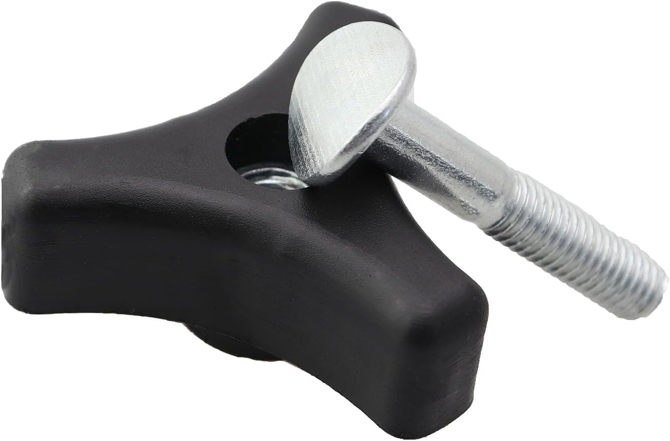 2PCS Triangle Handle Tightening Screw Kit Lawn Mower Handle Knob Replacement Black Durable Plastic Triangle Handle Knob Nut and Bolt Suitable for Lawn and Mowers
