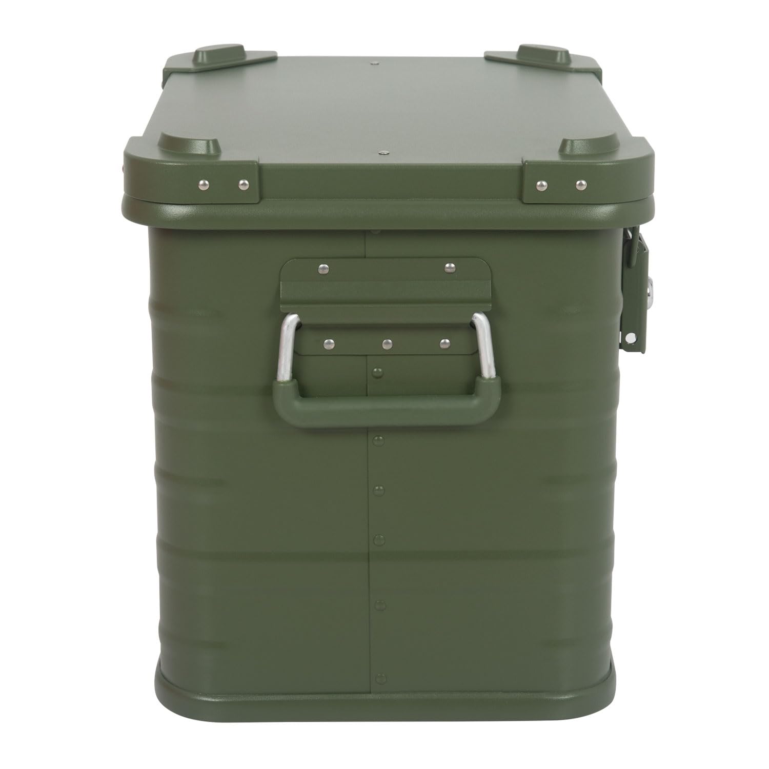 Alubox Alukiste abschließbar E31G OLIVGRÜN - Premium Lagerbox 31 Liter - Materialstärke 1mm - Deckel mit Aluminium Druckguss Stapelecken und Gummidichtung - inklusive Schlösser - lackiert