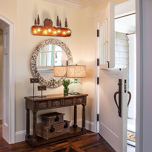 Image of TOCHIC Rustic Bathroom Light Fixtures, 4-Light Western Vintage Vanity Light | Farmhouse Bathroom Vanity Light Over Mirror,Cabinets,Powder Room,Foyer,26 inchL Dimmable Sconces Wall Lighting,Rust Finish