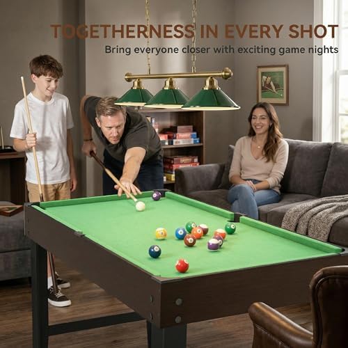Soozier 55" Mini Pool Table, Portable Billiard Table Set with 2 Cues, 16 Balls, Triangle, 2 Chalks, Brush, Pool Game Set for Teens and Adults, Green - 4