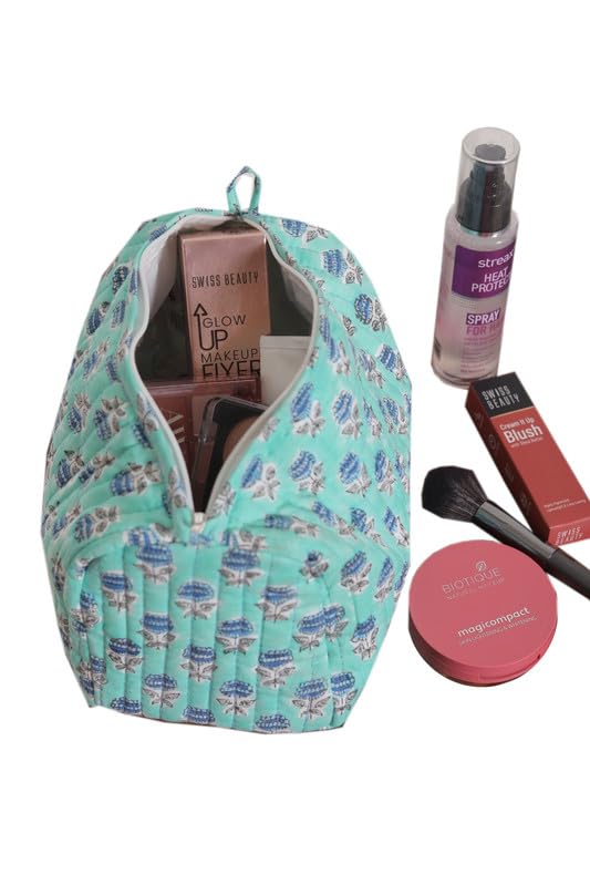 Image of Toiletry Travel Bag | Men's Shaving Kit & Women's Makeup Pouch | 23.5 x 11.5 x 17.5 cm | Mint Green