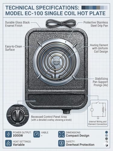Image of 2000W Antique Infrared Cooktop Hot Plate, Heavy Duty Portable Electric Stove, Single Burner Hot Plate for Home, Hostel & Office