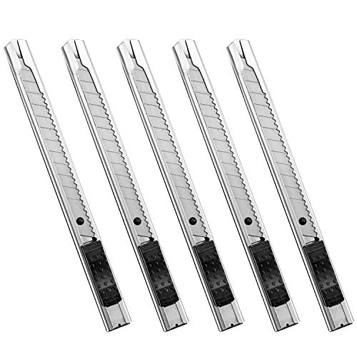 Bonsaii M8701 Retractable Utility Stainless Steel Knife, Set of 5, 5.1 inches Portable