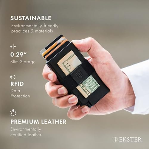 Ekster Senate Cardholder Wallet For Men | Slim Wallets For Men With Rfid Blocking Layer | Modern & Minimalist Wallet With Push Button For Quick Card Access (Nappa Black) #TOP3