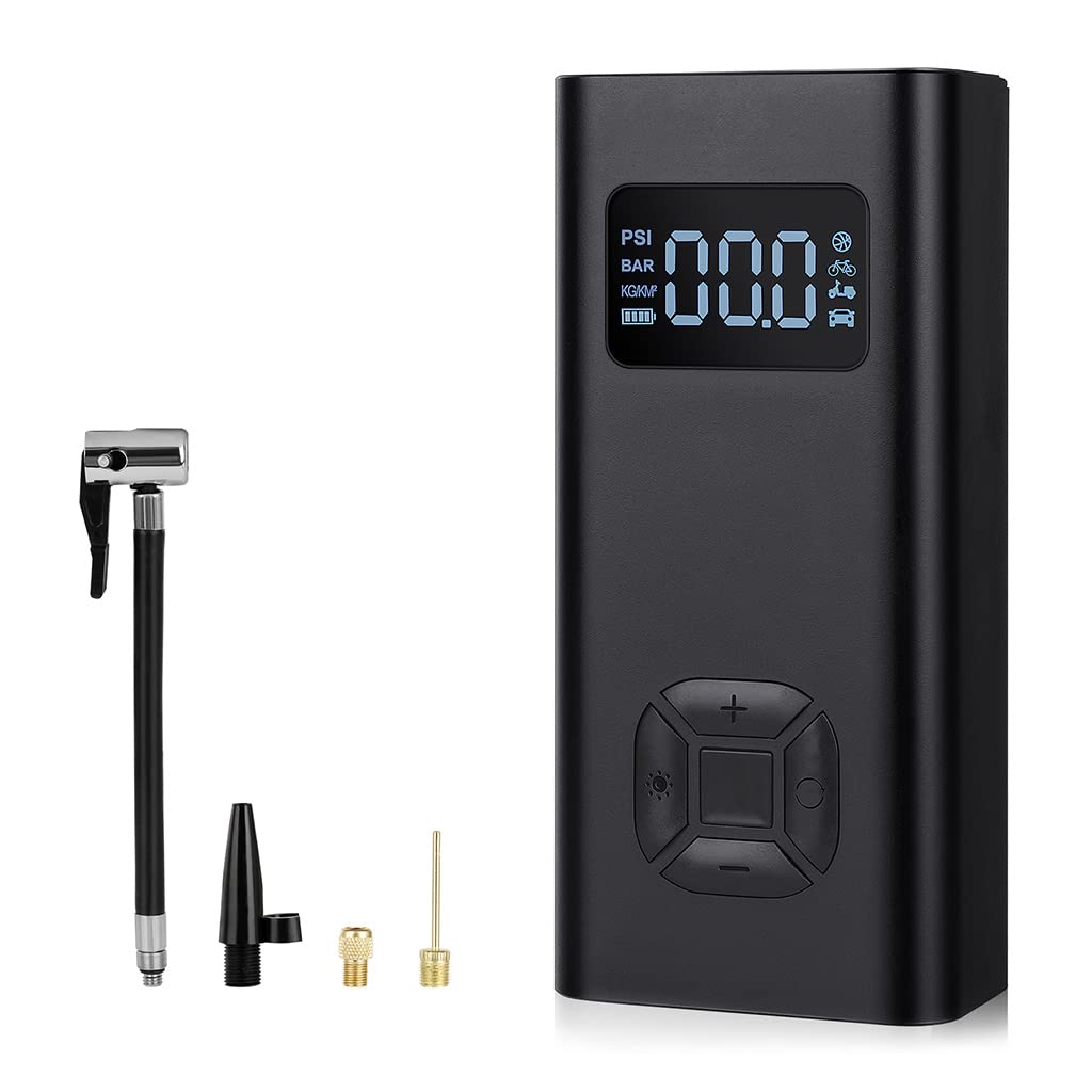 Hsioluted 6500Mah Portable Air Compressor Multifunctional Tire Inflator With Bright Flashilight Tire Inflator With Pressure Gauge Heavy Duty