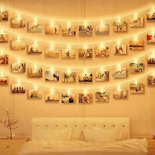 LED Fotoclips Lichterkette, massway Foto Clips Lichterketten 6M 40 LED Warmweiß Bilder Clips Lichterkette Bilderrahmen Dekor für Zimmer, Wohnzimmer, Weihnachten, Hochzeit, Party - Batteriebetrieben