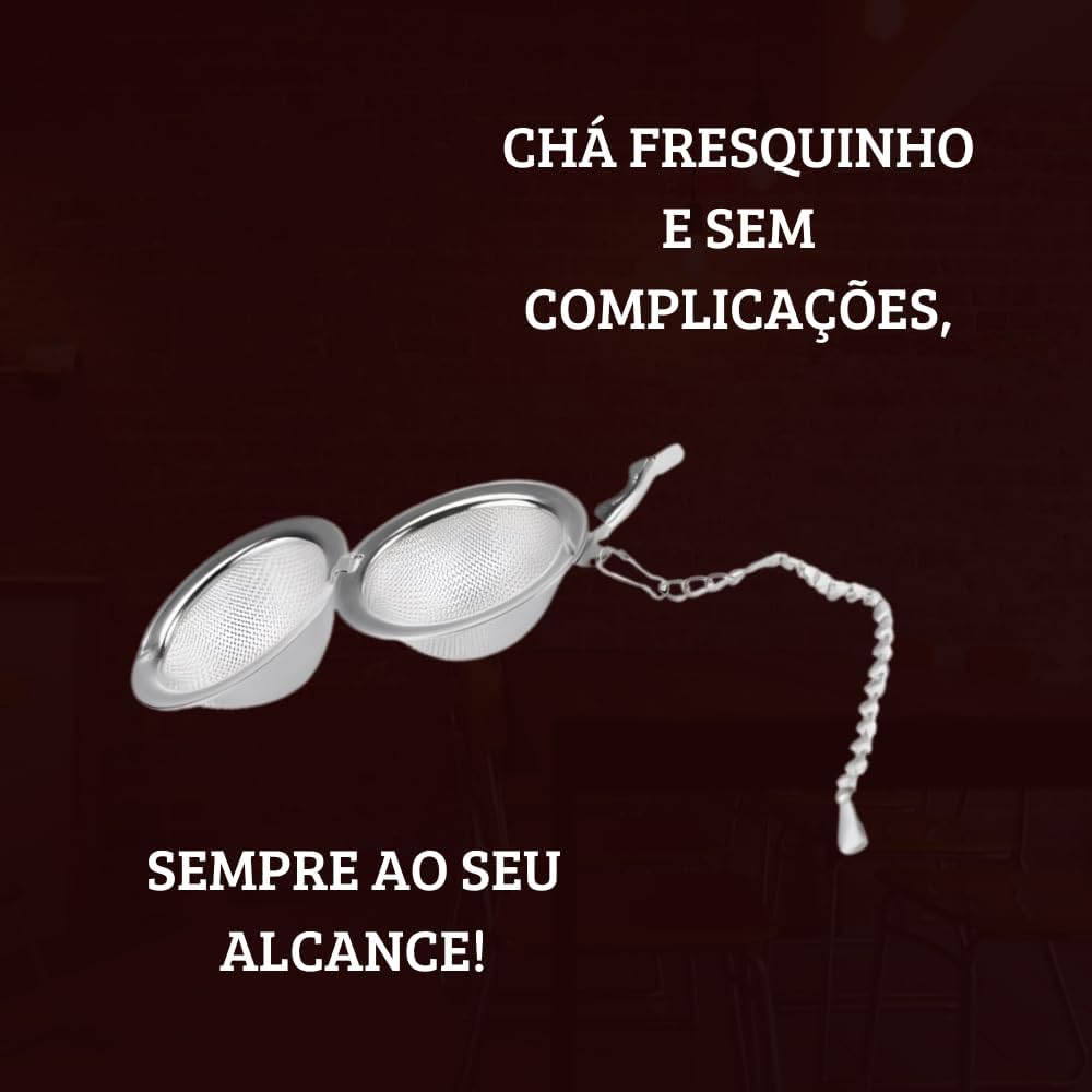 Infusor de Chá em Aço Inox 4,5cm Individual – Coa e Peneira Todos os Tipos de Chá – Durável, Prático e Fácil de Limpar