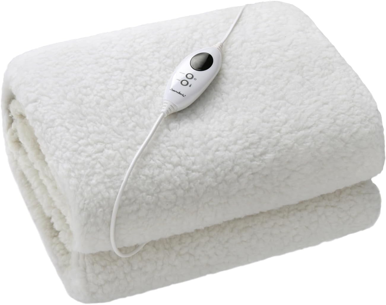 Dreamaker White Premium Polyester Sherpa Fleece 350GSM Heated Electric