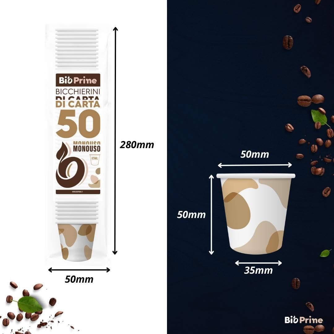 1000 Bicchierini Caffè Carta 65ml Monouso - Bicchieri Caffè Carta Biodegradabili - Bicchierini da Caffè usa e getta Ecosostenibili