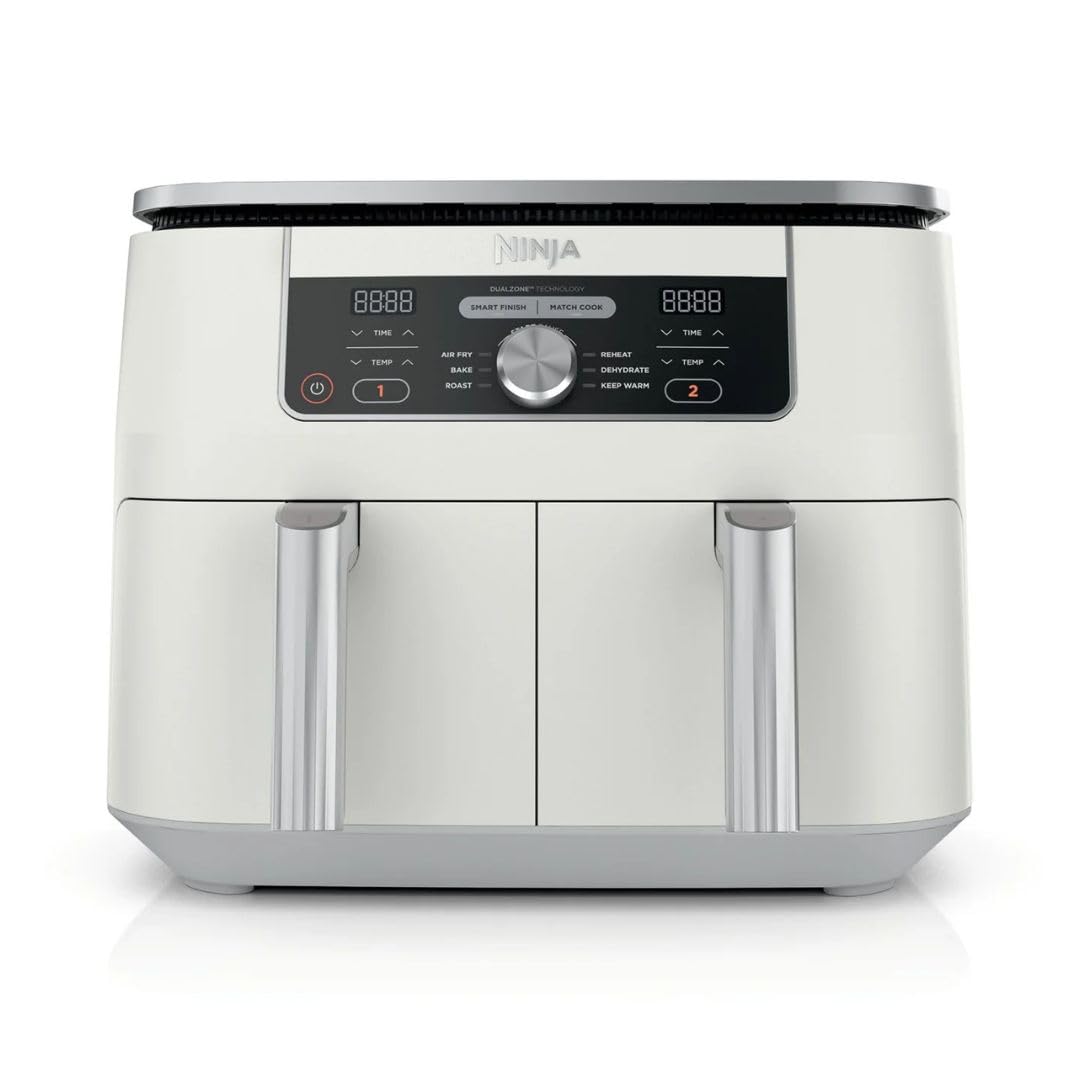 Ninja Foodi 6-in-1, 8 Quart AD150 2-Basket Air Fryer with DualZone Technology (White)