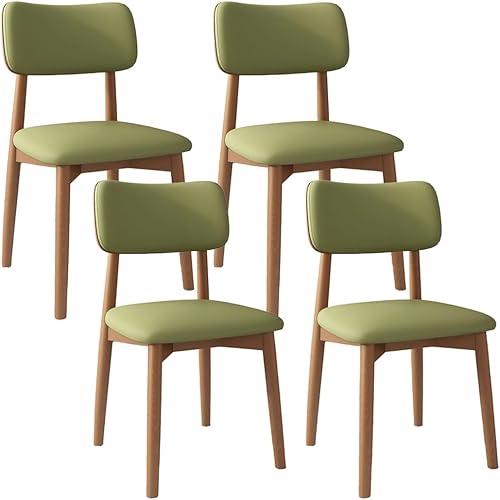 Miniatura 16 de YVYKFZD Solid Wood Dining Chairs, Kitchen Chairs Set with Curved Backrest, Leather Upholstered Dining Room Chair, Armless Living Room Chair, for