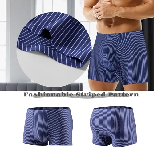 Men's Striped Modal Boxer Briefs Breathable Underwears Moisture-Wicking Stretch Trunks,4-Pack2