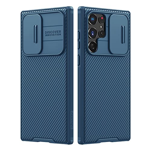 Nillkin Galaxy S22 Ultra Case with Camera Cover, CamShield Pro Case with Slide Camera Protection, Slim Fit Thin Shockproof Cover for Samsung Galaxy S22 Ultra, Blue