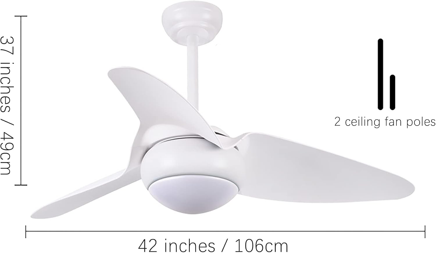 YUEGOO Ceiling Fans with Lights and Remote Ceiling Fans with Lamps,Silent in Lighting Ceiling Fan Lighting Dimmable Ceiling Fan with Lighting Led Light/White