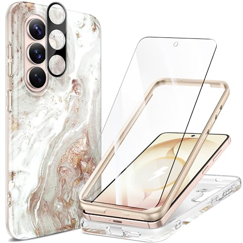 Coque Samsung S26 MagSafe anti-rayures marbre avec protection écran et objectif