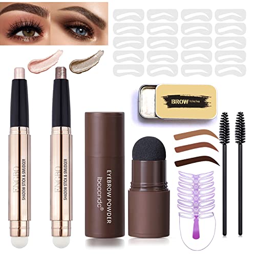Eyebrow Stamp and Eyebrow Stencil Kit, One Step Eyebrow Stamp and Shaping Kit for Perfect Brow, Eyebrow Brush,Eyebrow soap kit ,Gel Brow Soap Wax, Eyeshadow Stick Shimmer Eyeshadow Pencil ,Eye Makeup