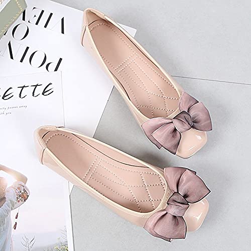 Women's Classy Bow Knot Ballerina Ballet Flats Casual Square Toe Flat Shoes Slip on Party Wedding Shoes2