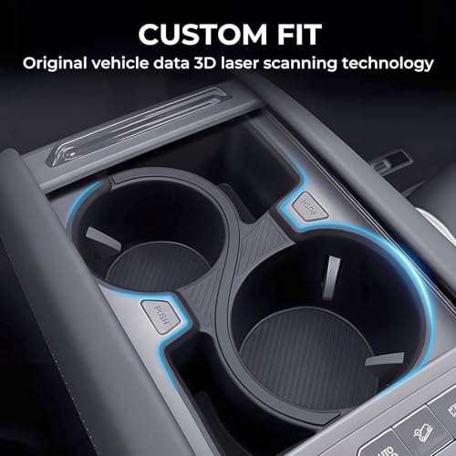 Image of Center Console Cup Holder Inserts for KIA EV9 2026 2025 2024 (Only for Land AWD, GT-Line AWD), Interior Accessories TPE Cup Holders Covers Protector for 2024-2026 EV9, Black
