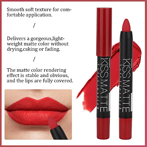 Evpct 3Pcs Dark Ruby Deep Red Matte Lipstick And Lip Crayon Sticks Liner Pencil Set Dnm Matte Lip Liner And Lipstick Set 24 Hour Lip Liners Crayon Waterproof Labiales Mate 24 Horas Originales 10&11&18 #TOP2