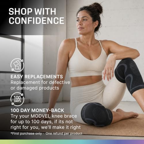 Image of Modvel 2 Pack Knee Brace for Women - Knee Support for Walking, Knee Compression Sleeves for Pain Relief, Knee Sleeves for Women, Knee Brace for Sports, Workouts & Arthritis
