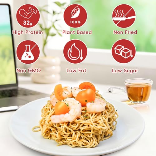 Image of VOLO VERO High Protein (32g) Instant Ramen Noodles inchSpicy Beef inch Flavor Soup, 8 Pack, Plant-Based, Low Carb, Air-Dried, Non-Fried, Egg-Free, Ready to Eat, Dairy Free Healthy Meal