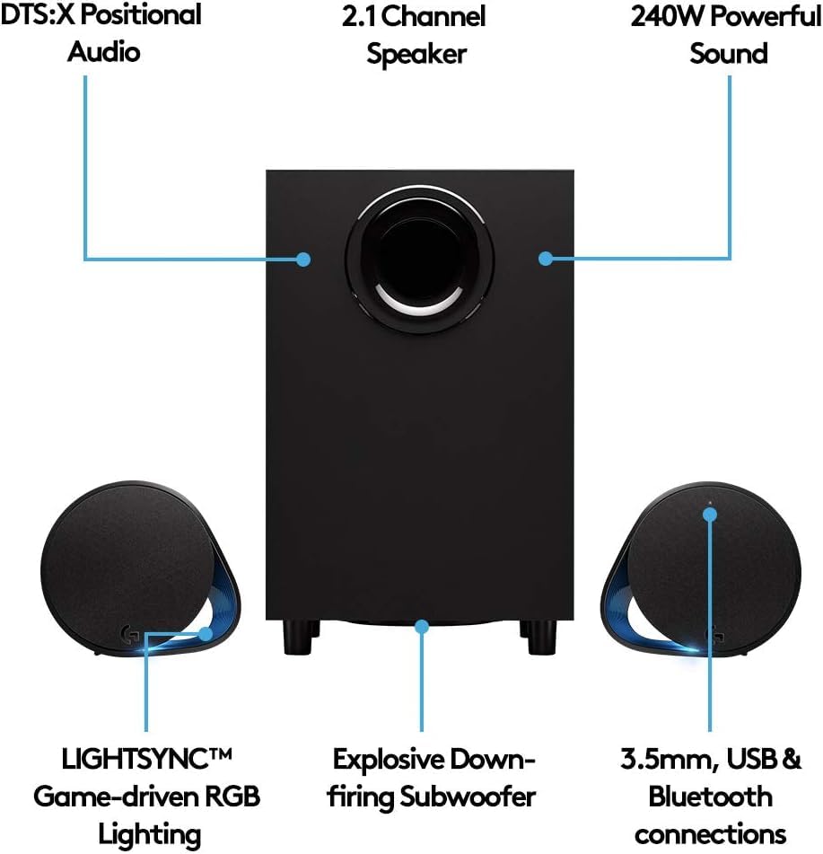 G560 Bluetooth スピーカー 240W LIGHTSYNC Amazon.com: Logitech G560 PC Gaming Speaker System with 7.1