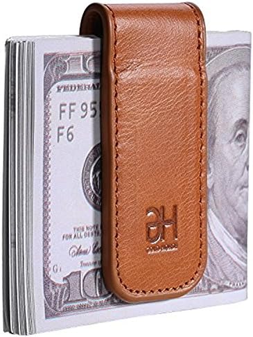 Slim Magnetic Money Clip Genuine Leather Business Card Holder for Men
