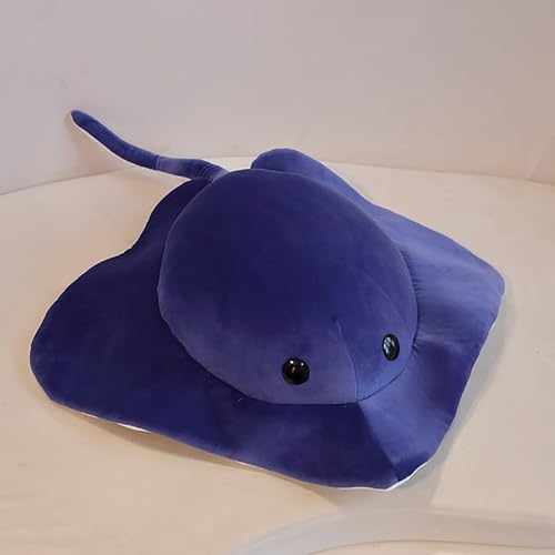 Almohada de peluche Kawaii Manta Ray, almohada suave de peluche para sofá, cojín para dormir, regalo para niñas y niños (azul, 19.6 pulgadas)