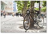Kühlschrankmagnet Fahrrad stehend neben einem Platanbaum in Frankfurt