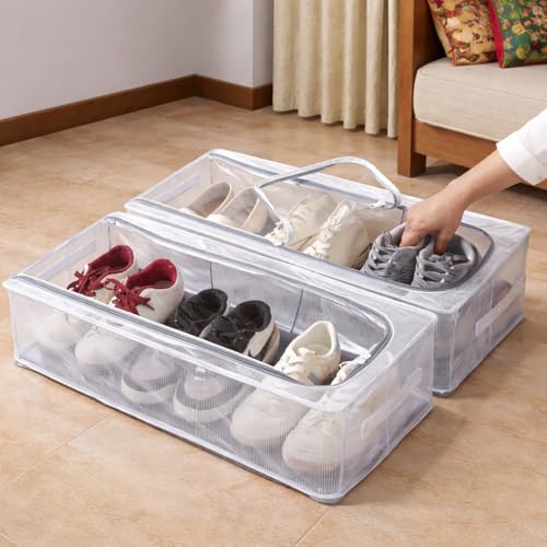 Image of DecorTwist Large Under Bed Storage Box | Heavy-Duty Foldable Organiser with Thick PVC Transparent Cover | Dustproof Storage for Clothes, Shoes, Quilts & Blankets | Home Organizer (Style 1, Pack of 1)