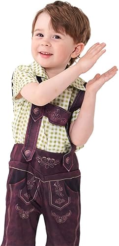 Miniatura 4 de ODOLDI Disfraz de Oktoberfest para niños, disfraz de Lederhosen bávaro, festival de cerveza alemana, disfraz de fiesta de Halloween