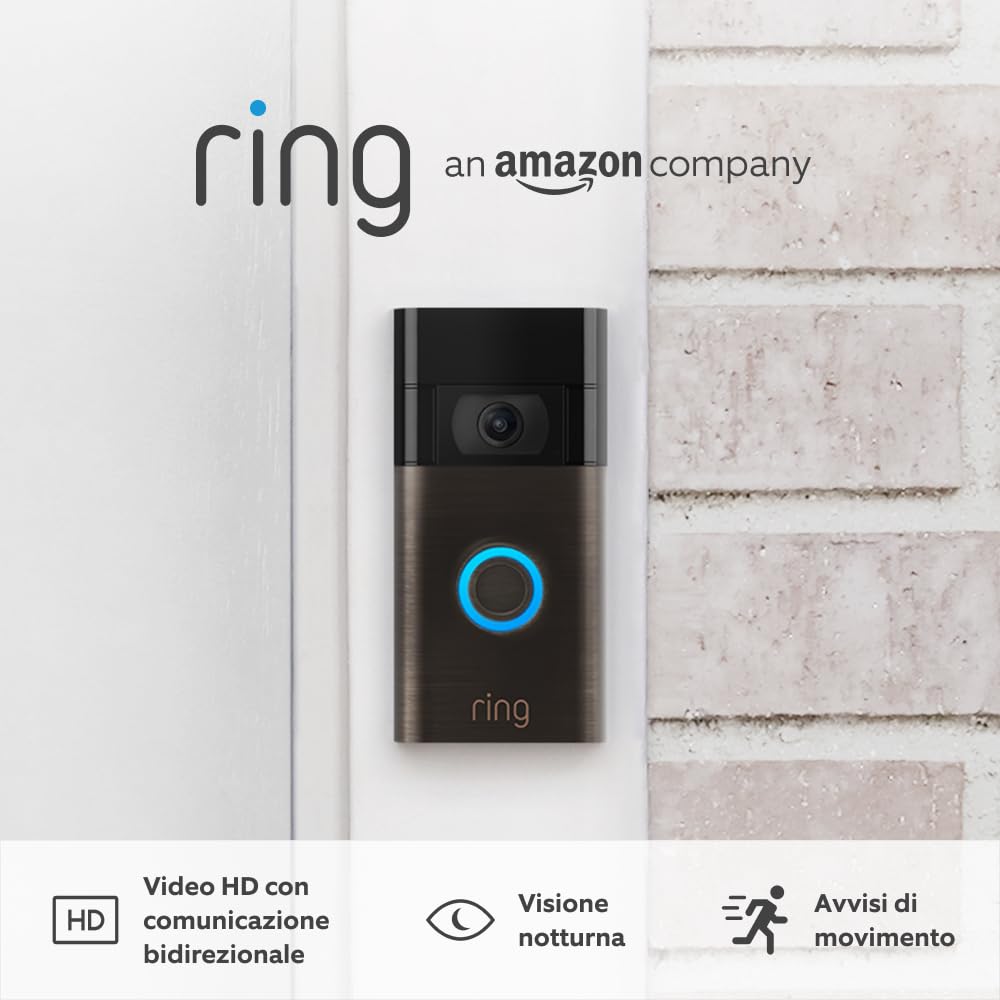 Ring Videocitofono a batteria (Video Doorbell 2ª gen.) | Videocitofono con video in HD a 1080p, wifi, rilevazione avanzata del movimento e facile installazione | Ring Protect: 30 gg. gratis Bronzo Veneziano Solo dispositivo