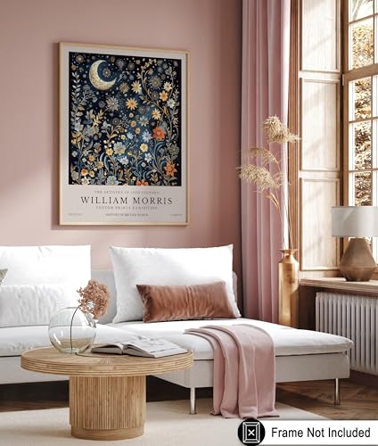 Monem Art Moon and Stars Print – William Morris Poster – Textile Pattern Design – Botanical Exhibition – Flower Illustration – Animal Artwork – Floral Bedroom or Office Decor – 8x10 UNFRAMED - Thumbnail 6