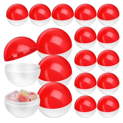 JECOMPRIS 20 Stück Automaten Kapseln zum Befüllen: 65 Mm Leere Kleine Runde Kapseln Rot für Preise Weihnachts Und Osterpartygeschenke
