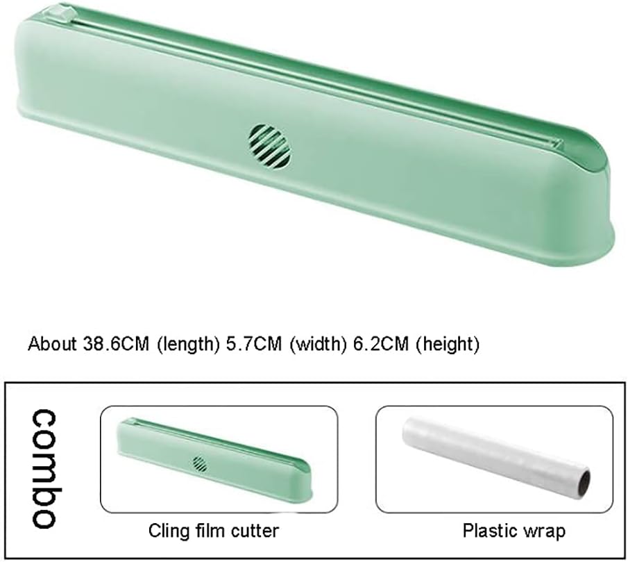 Catering Cling Film, Cling Film Dispenser and Cutter 38cm, Plastic Kitchen Foil and Cling Film Wrap Dispenser Cutter with Magnetic, Used for Fruit Preservation and Food Storage Cutting (Size