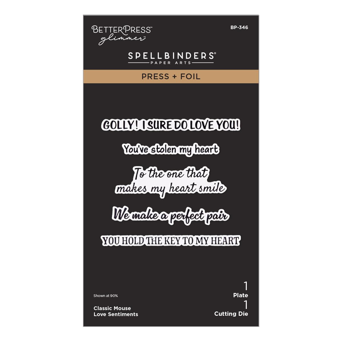 Juego de placa de aluminio y troquel Classic Mouse Love Sentiments Press 4