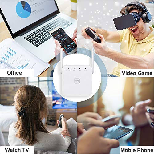 WiFi Range Extender, Wireless Signal Repeater Booster 2.4 GHz 2 Antennas Full Coverage, Extend WiFi Signal to Smart Home & Alex Devices (White) - Thumbnail 6