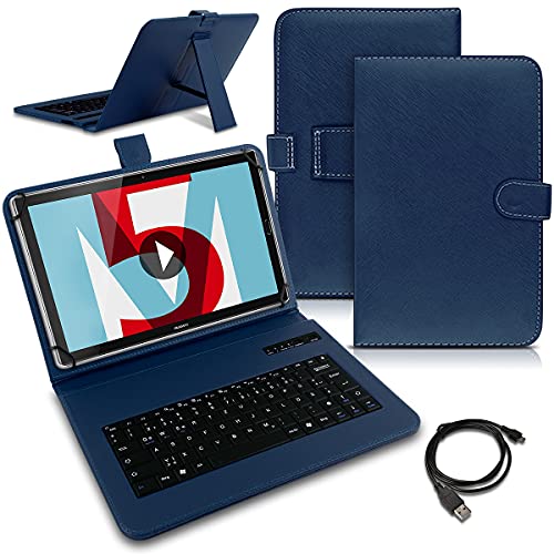 Tablet Hülle kompatibel mit ACER Iconia Tab P10 P11 A10 Tasche Tastatur Bluetooth Keyboard QWERTZ Schutzhülle Cover Standfunktion Schutz Case, Farben:Blau