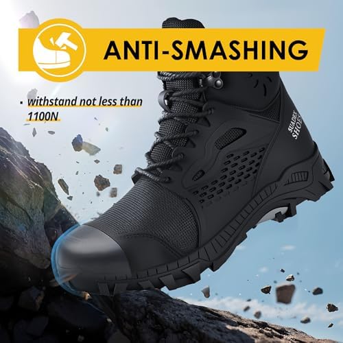 SUADEX Steel Toe Boots for Men Women Waterproof Arch Support Work Construction Indestructible Safety Boots - Image 4
