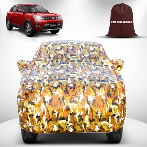 Image of Walser Waterproof Car Cover for Mahindra XUV 300 | All-Weather Full Car Body Protection | with Mirror & Antenna Pocket | Dustproof, Windproof & Anti-Scratch Lining, Camouflage