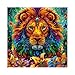 Colorful Flower Lion King Jigsaw Puzzle 1000 Piece for Adult, Art Rainbow Animal Funny Jigsaw Puzzles, Nature Cool Aesthetic Puzzle