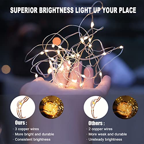 20M LED Lichterkette aus Kupferdraht 200LEDs Warmweiß Lichterkette mit Stecker und Fernbedienung, Wasserdicht IP65, Innen Außen Deko für Weihnachten Hochzeit Garten Party