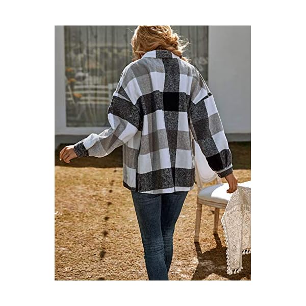 UANEO-Womens-Casual-Plaid-Button-Down-Long-Sleeve-Wool-Blend-Shirt-Jacket-Shackets UANEO Womens Casual Plaid Shacket Button Down Fall Flannel Shacket Jacket Women (White-S)